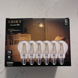 CRIRY Dimmable 6W LED Bulbs 6-Pack